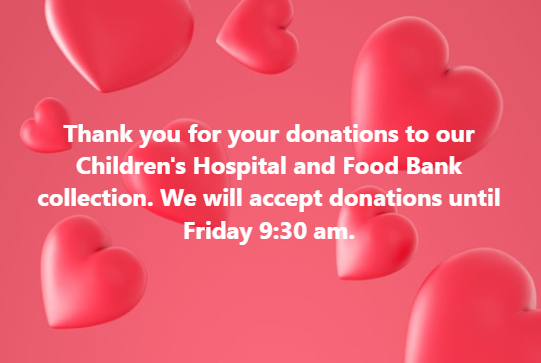 Food Bank and Children's Hospital Donations 
